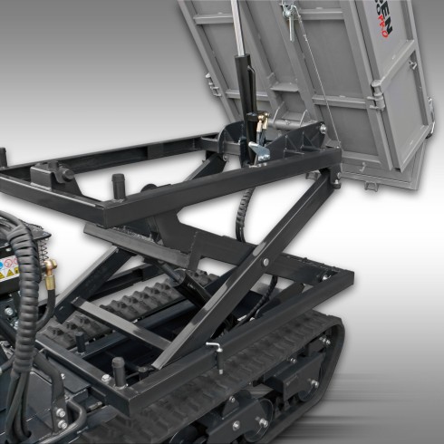 Dumper à chenilles Jansen RD-800pro – benne haut déversement hydraulique – 15 CV – 1 000 kg – 6 vitesses