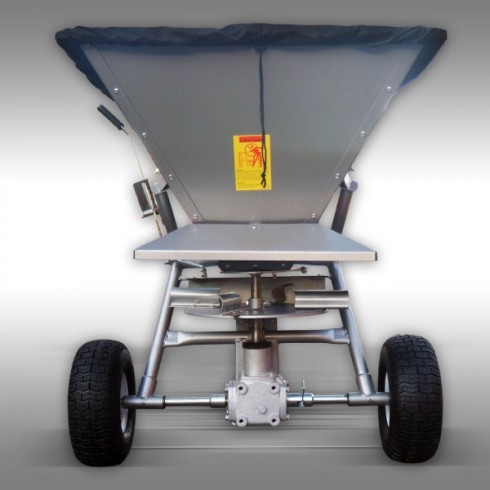 Épandeur tracté Jansen SW-200 – 200 L acier – largeur réglable 8 m – pneus larges – bâche incluse